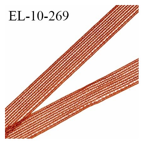 Elastique 10 mm fin style droit fil couleur marron rouille élastique très souple allongement +140% doux au toucher prix au mètre