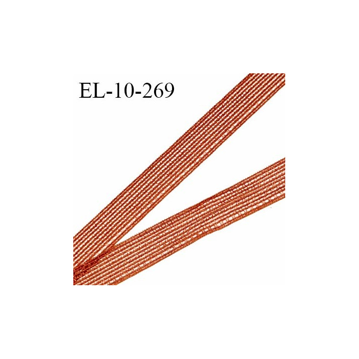 Elastique 10 mm fin style droit fil couleur marron rouille élastique très souple allongement +140% doux au toucher prix au mètre