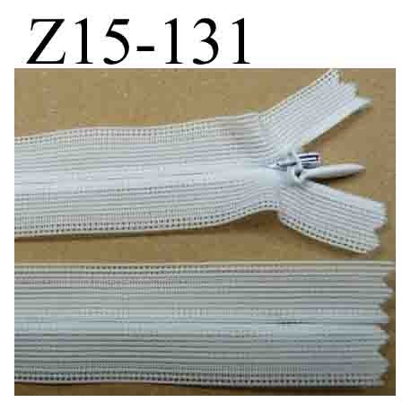 fermeture éclair invisible longueur 15 cm couleur blanc non séparable zip nylon largeur 2.5 cm largeur glissière zip 4 mm