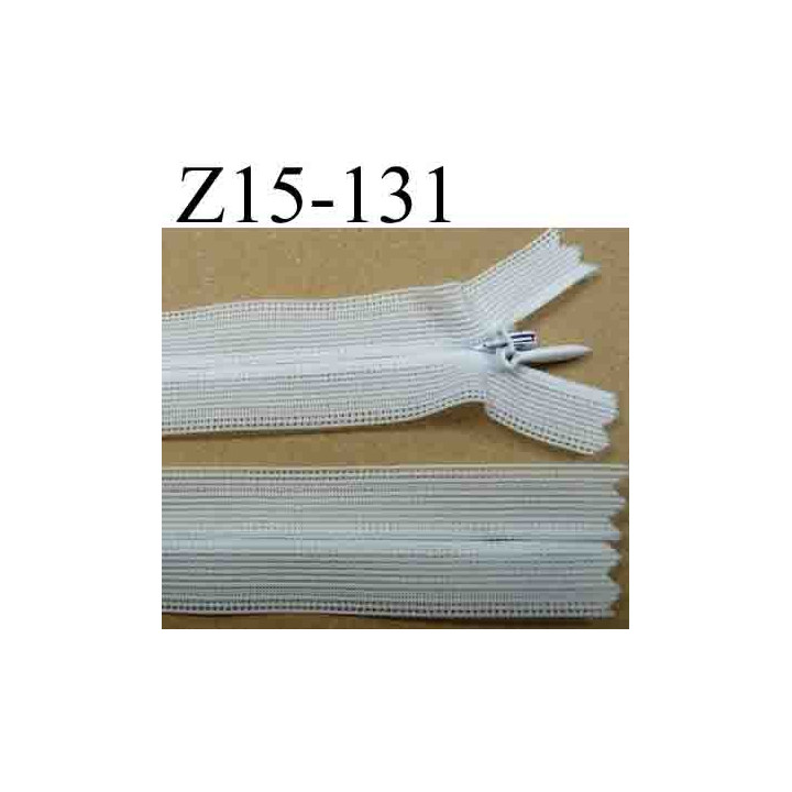fermeture éclair  invisible longueur 15 cm couleur blanc non séparable zip nylon largeur 2.5 cm largeur glissière zip 4 mm