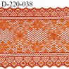 Dentelle 22 cm lycra brodée très haut de gamme largeur 22 centimètres couleur orange rouille très belle prix au mètre