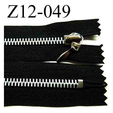 fermeture éclair longueur 12 cm couleur noir non séparable zip métal largeur 3,1 cm largeur du zip 6 mm