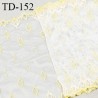 Dentelle broderie 21 cm haut de gamme sur tulle extensible largeur 21 cm couleur naturel et jaune citron prix pour un mètre