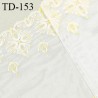 Dentelle broderie 23 cm haut de gamme sur tulle extensible largeur 23 cm couleur naturel et jaune citron prix pour un mètre