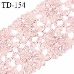 Dentelle 10 cm brodée sur tulle extensible couleur rose haut de gamme largeur 10 cm prix pour 1 mètre