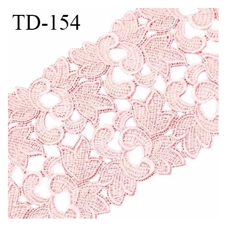 Dentelle 10 cm brodée sur tulle extensible couleur rose haut de gamme largeur 10 cm prix pour 1 mètre