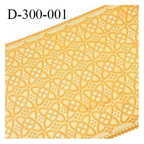 Tissu dentelle 32 cm extensible haut de gamme couleur ocre jaune largeur 32 cm prix pour 1 mètre de longueur