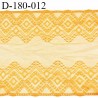 Dentelle 17 cm brodée sur tulle extensible couleur ocre jaune haut de gamme largeur 17 cm prix pour un mètre