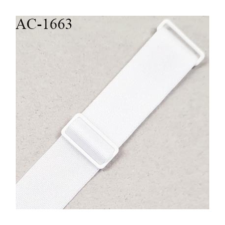 Bretelle lingerie SG 20 mm très haut de gamme couleur blanc avec 2 barrettes largeur 20 mm longueur 22 cm prix à l'unité