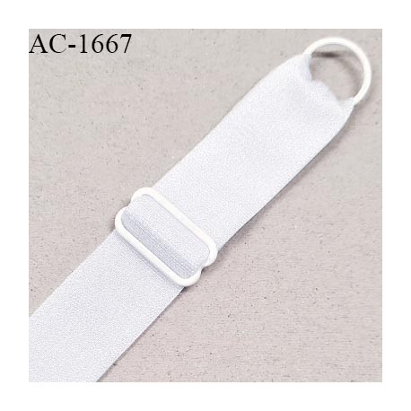 Bretelle lingerie SG 20 mm très haut de gamme couleur blanc avec 1 barrette et 1 anneau largeur 20 mm prix à l'unité