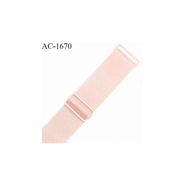 Bretelle lingerie SG 15 mm très haut de gamme couleur rose avec 2 barrettes largeur 15 mm longueur 16 cm prix à l'unité