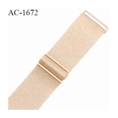 Bretelle lingerie SG 15 mm très haut de gamme couleur champagne avec 2 barrettes largeur 15 mm longueur 16 cm prix à l'unité