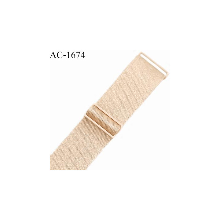 Bretelle lingerie SG 20 mm très haut de gamme couleur champagne avec 2 barrettes largeur 20 mm longueur 16 cm prix à l'unité