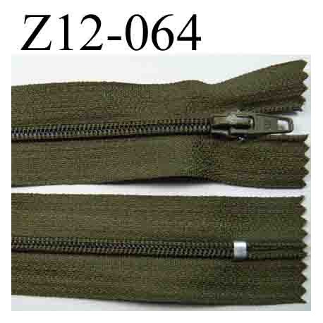 fermeture éclair longueur 12 cm largeur 2.5 cm couleur vert kaki non séparable glissière zip nylon largeur 4 mm