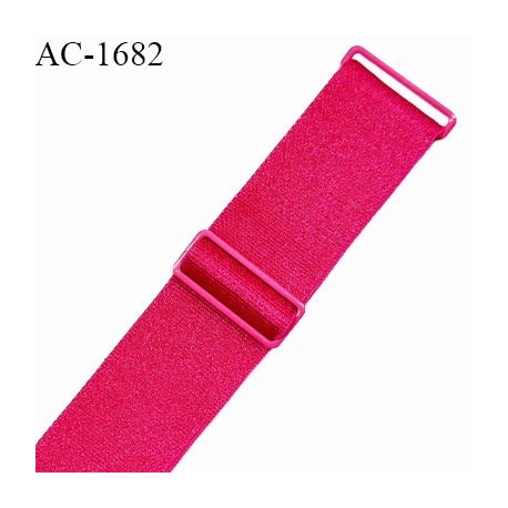 Bretelle lingerie SG 22 mm très haut de gamme couleur framboise brillant avec 2 barrettes longueur 16 cm prix à l'unité