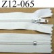 fermeture éclair blanche longueur 12 cm couleur blanc non séparable largeur 2.5 cm et la glissière zip nylon 4 mm curseur métal