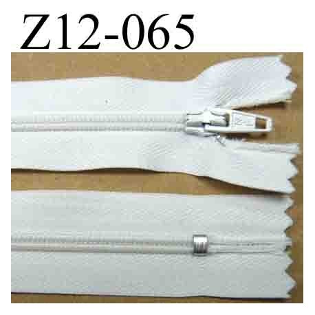 fermeture éclair blanche longueur 12 cm couleur blanc non séparable largeur 2.5 cm et la glissière zip nylon 4 mm curseur métal