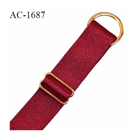 Bretelle lingerie SG 20 mm très haut de gamme couleur rouge rubis avec 1 barrette et 1 anneau longueur 16 cm prix à l'unité