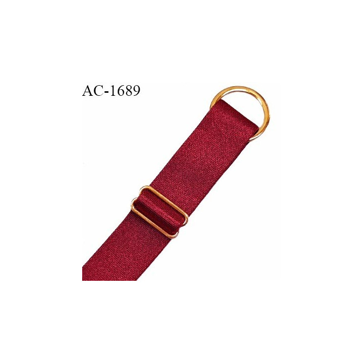 Bretelle lingerie SG 15 mm très haut de gamme couleur rouge rubis avec 1 barrette et 1 anneau longueur 16 cm prix à l'unité