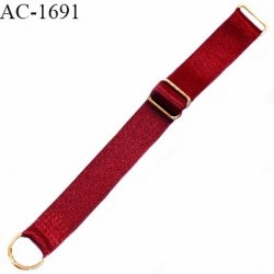 Bretelle lingerie SG 15 mm très haut de gamme couleur rouge rubis avec 2 barrettes et 1 anneau longueur 13 cm prix à l'unité