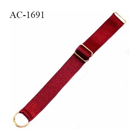 Bretelle lingerie SG 15 mm très haut de gamme couleur rouge rubis avec 1 barrette et 1 anneau longueur 28 cm prix à l'unité