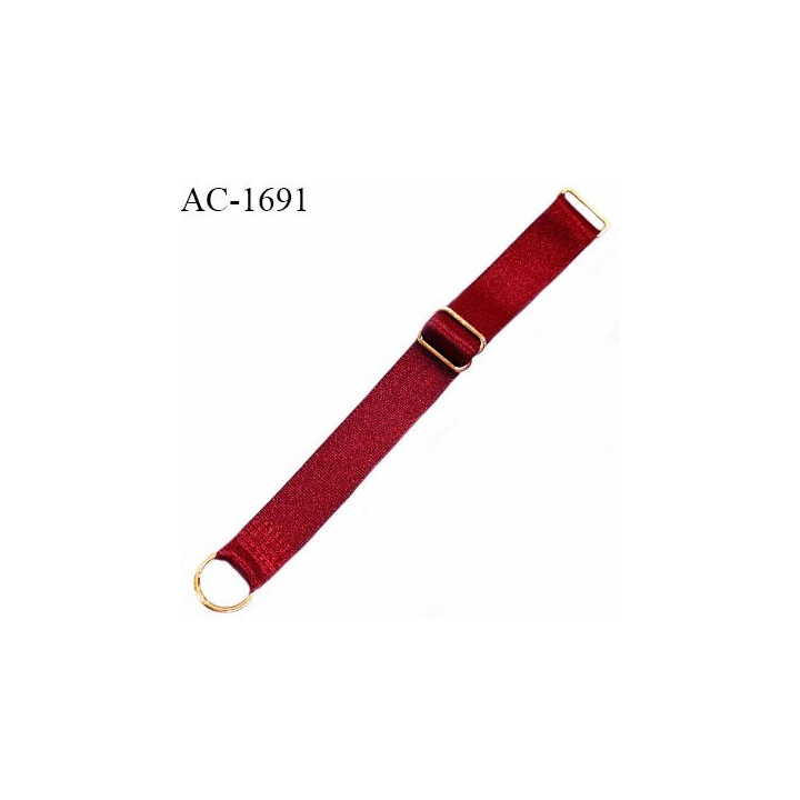 Bretelle lingerie SG 15 mm très haut de gamme couleur rouge rubis avec 1 barrette et 1 anneau longueur 28 cm prix à l'unité