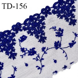 Dentelle broderie 10 cm haut de gamme sur tulle extensible largeur 10 cm couleur bleu roi prix pour un mètre