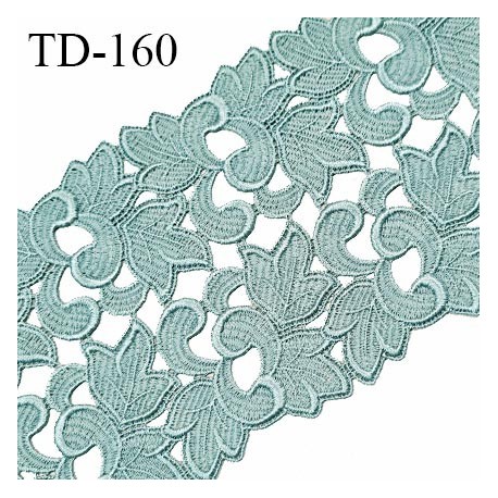 Dentelle broderie 11 cm haut de gamme largeur 11 cm couleur vert opaline prix pour un mètre