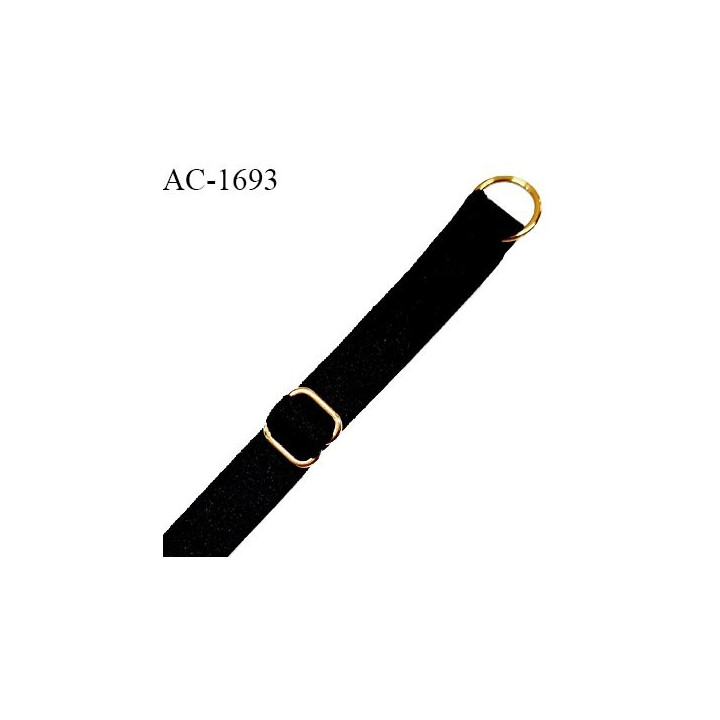Bretelle lingerie SG 10 mm très haut de gamme couleur noir avec 1 barrette et 1 anneau couleur or longueur 30 cm prix à l'unité
