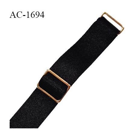 Bretelle lingerie SG 15 mm très haut de gamme couleur noir avec 2 barrettes largeur 15 mm longueur 24 cm prix à l'unité