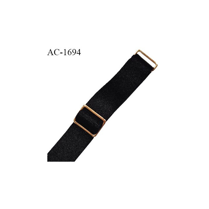 Bretelle lingerie SG 15 mm très haut de gamme couleur noir avec 2 barrettes largeur 15 mm longueur 24 cm prix à l'unité