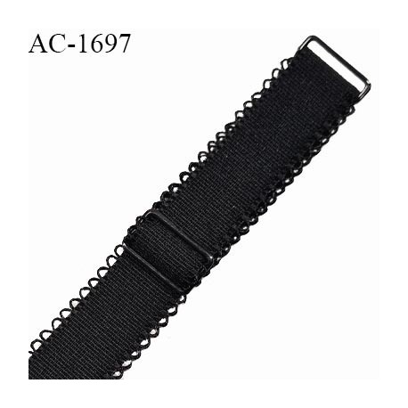 Bretelle picot lingerie SG 15 mm très haut de gamme couleur noir avec 2 barrettes largeur 15 mm longueur 27 cm prix à l'unité