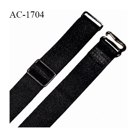 Bretelle lingerie SG 15 mm très haut de gamme couleur noir avec 2 barrettes 1 crochet longueur 20 cm prix à l'unité