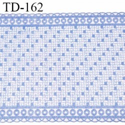 Dentelle broderie 21 cm haut de gamme largeur 21 cm couleur bleu fabriqué en France prix pour un mètre