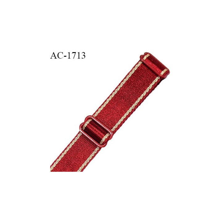 Bretelle lingerie SG 16 mm très haut de gamme couleur rubis avec 2 barrettes largeur 16 mm longueur 35 cm prix à l'unité