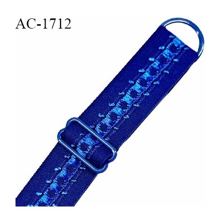 Bretelle lingerie SG 19 mm très haut de gamme couleur bleu avec 1 barrette et 1 anneau longueur 30 cm prix à l'unité