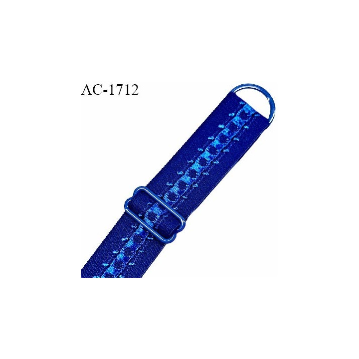 Bretelle lingerie SG 19 mm très haut de gamme couleur bleu avec 1 barrette et 1 anneau longueur 30 cm prix à l'unité
