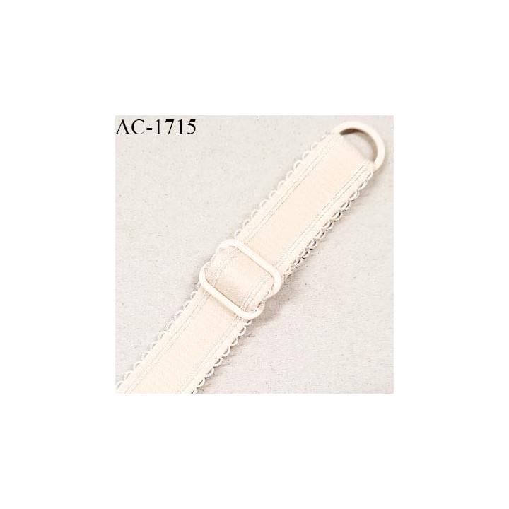 Bretelle lingerie picot SG 19 mm très haut de gamme couleur ivoire avec 1 barrette 1 anneau longueur 30 cm prix à l'unité