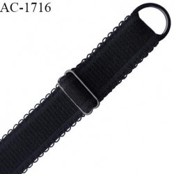 Bretelle lingerie picot SG 16 mm très haut de gamme couleur noir avec 1 barrette et 1 anneau longueur 30 cm prix à l'unité