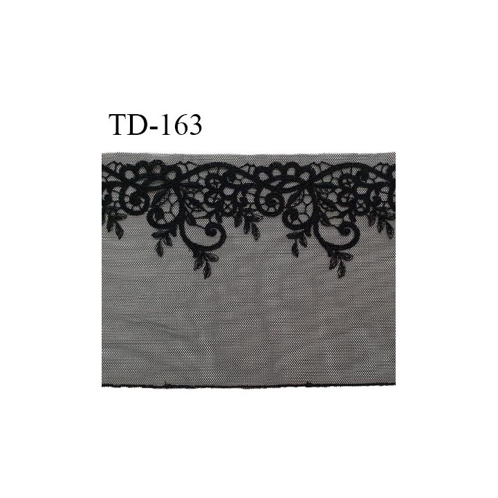 Dentelle broderie sur tulle 14 cm très haut de gamme largeur 14 cm couleur noir très belle prix pour un mètre