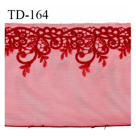 Dentelle broderie sur tulle 14 cm très haut de gamme largeur 14 cm couleur rouge fusion très belle prix pour un mètre