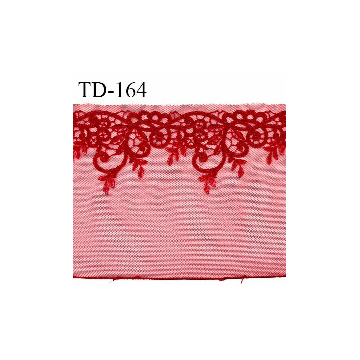 Dentelle broderie sur tulle 14 cm très haut de gamme largeur 14 cm couleur rouge fusion très belle prix pour un mètre