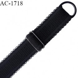 Bretelle lingerie picot SG 19 mm très haut de gamme couleur noir avec 1 barrette et 1 anneau longueur 30 cm prix à l'unité