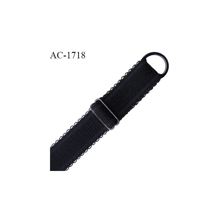 Bretelle lingerie picot SG 19 mm très haut de gamme couleur noir avec 1 barrette et 1 anneau longueur 30 cm prix à l'unité