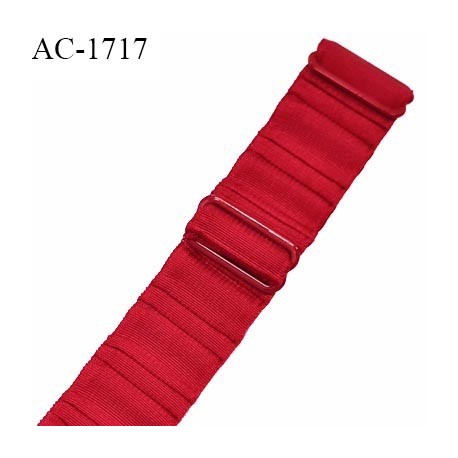 Bretelle picot lingerie SG 16 mm très haut de gamme couleur rouge flamboyant avec 2 barrettes longueur 30 cm prix à l'unité