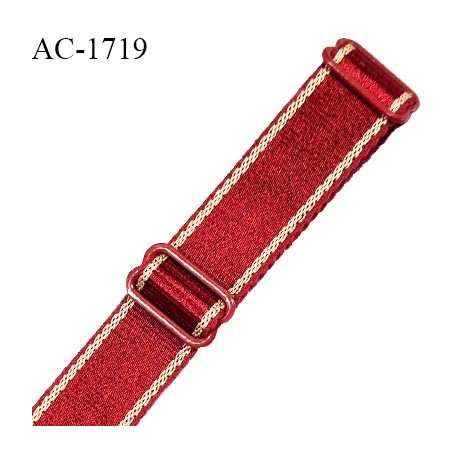 Bretelle lingerie SG 24 mm très haut de gamme couleur rubis avec 2 barrettes largeur 24 mm longueur 30 cm prix à l'unité