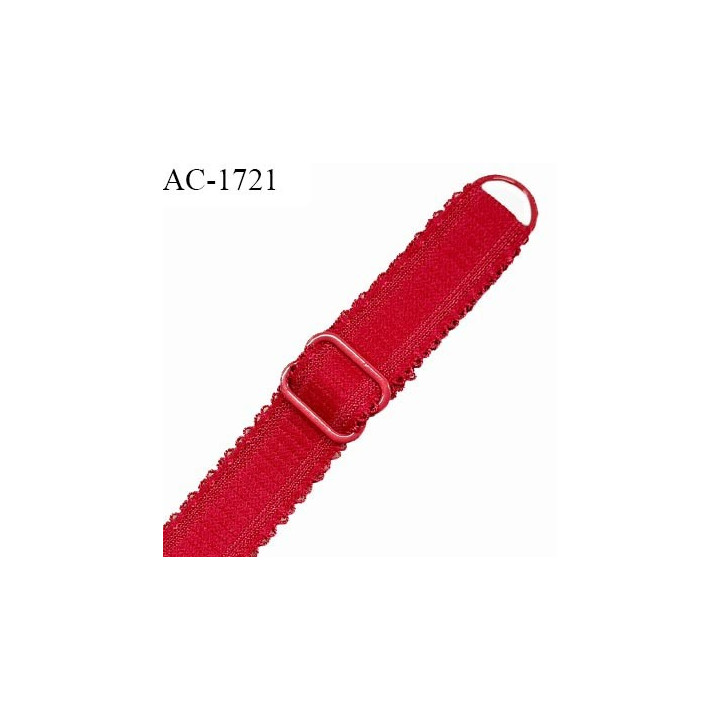 Bretelle picot lingerie SG 19 mm très haut de gamme couleur rouge fusion avec 1 barrette 1 anneau longueur 30 cm prix à l'unité