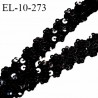 Elastique passementerie 10 mm couleur noir à sequins largeur 10 mm allongement +40% prix au mètre