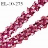 Elastique passementerie 10 mm couleur pivoine à sequins largeur 10 mm allongement +40% prix au mètre