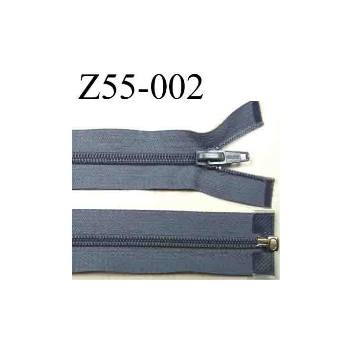 fermeture 55 cm gris bleuté séparable zip nylon